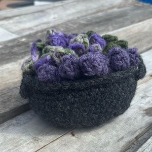 Handmade crochet coasters - bubbling cauldron